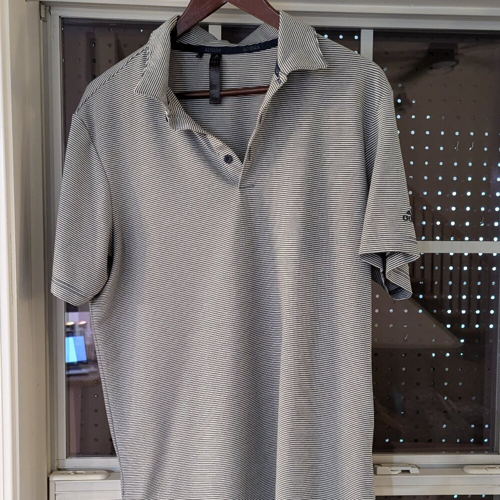 adidas golf polo. Navy with stripes. Men's Medium